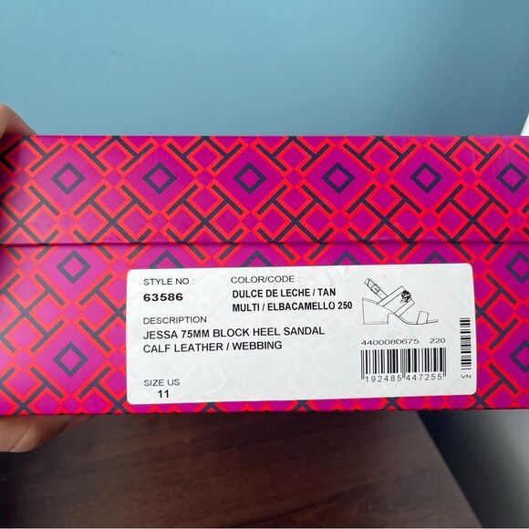 TORY BURCH Dulce De Leche Jessa Block Heel Sandals Miller Minnie Sz. 11 - Picture 13 of 13